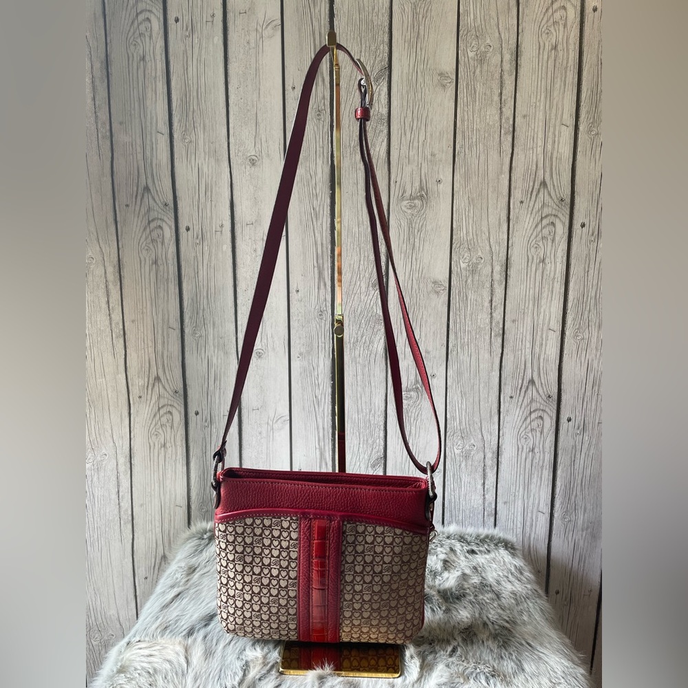 COPY - Brighton red canvas and leather body cross handbag
